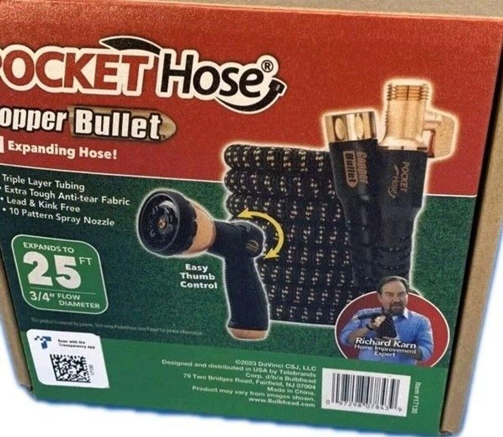 Share Pocket Hose Copper Bullet Expandable 25 Ft with Thumb Nozzle As Seen on TV - Picture 3 of 10